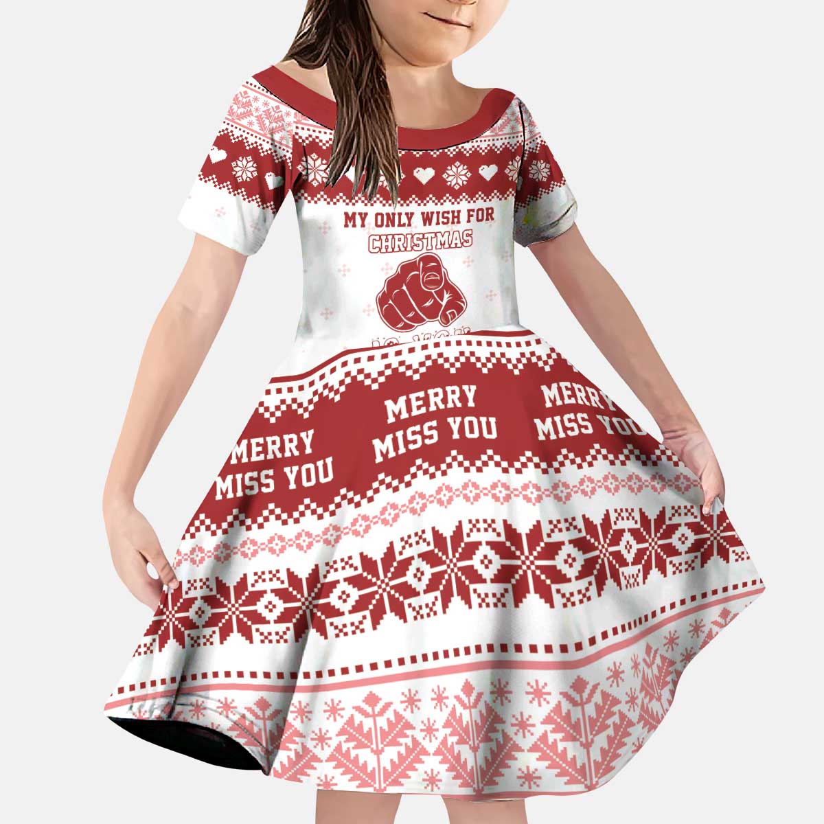 Romantic Christmas Kid Short Sleeve Dress My Only Wish For Xmas Is You LT05 - Wonder Print Shop