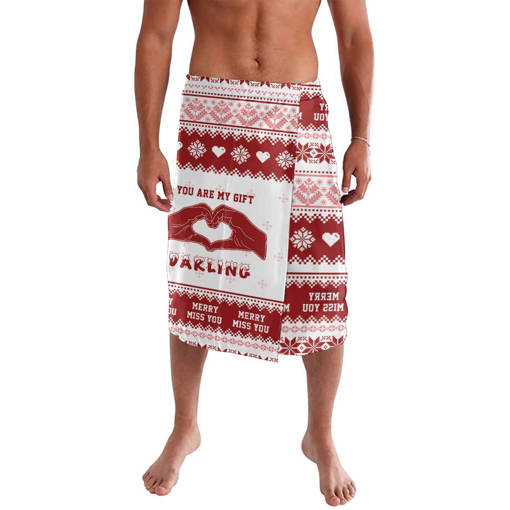 Red Christmas pattern lavalava skirt with elastic waist and hearts