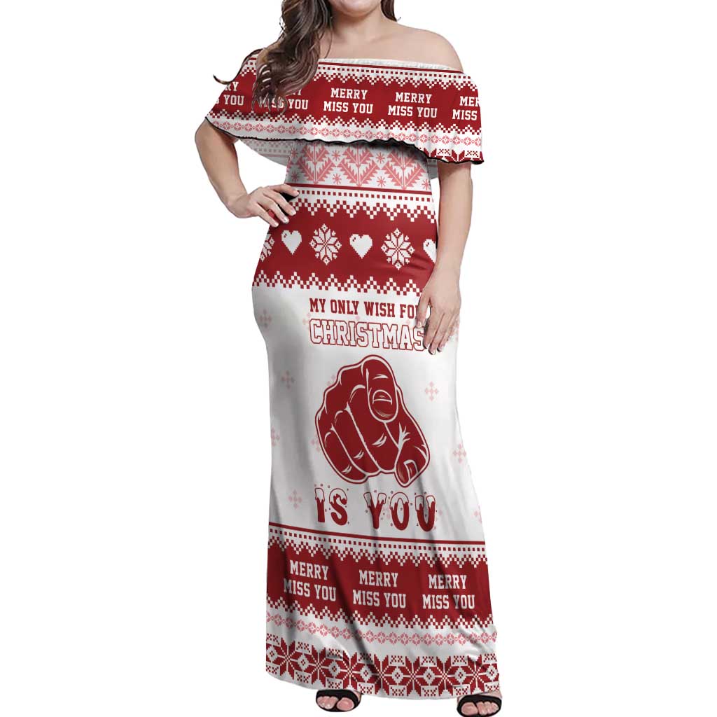 Romantic Christmas Off Shoulder Maxi Dress My Only Wish For Xmas Is You LT05 - Wonder Print Shop