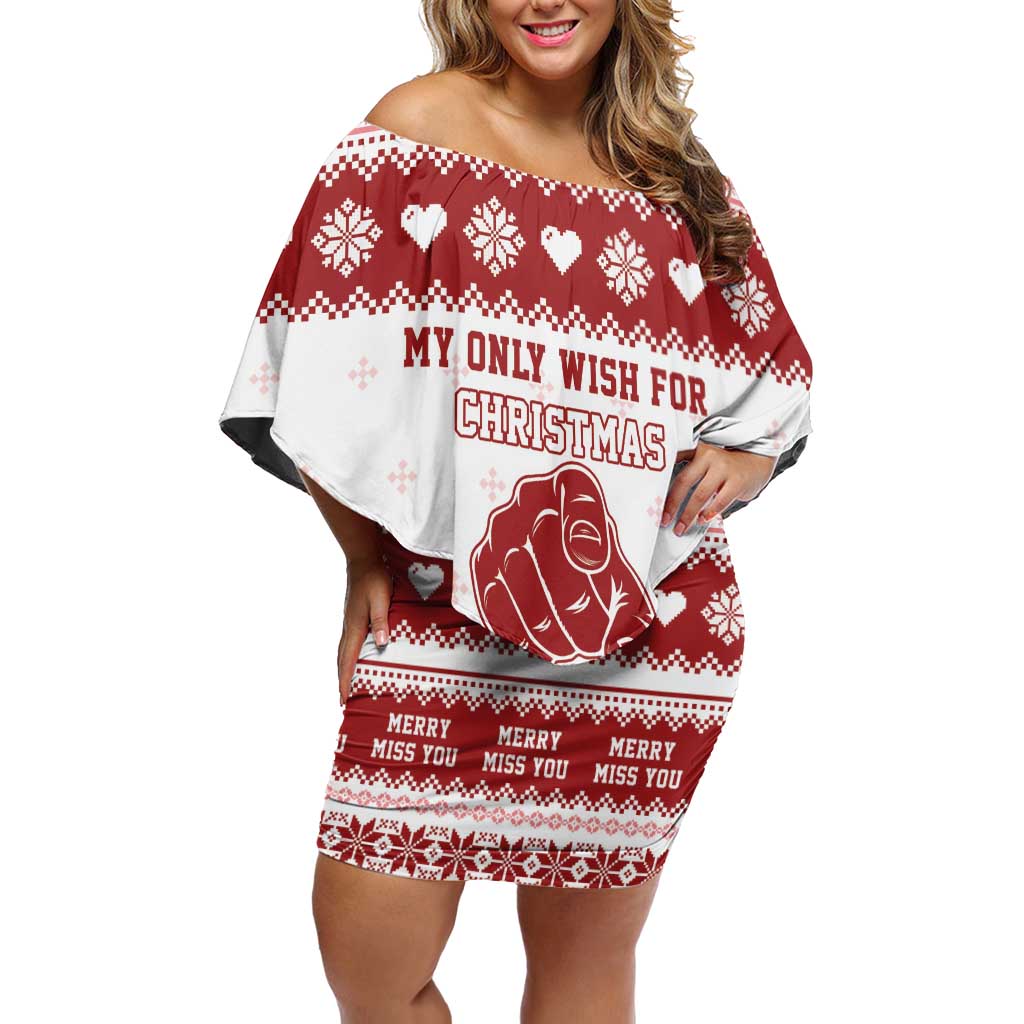 Romantic Christmas Off Shoulder Short Dress My Only Wish For Xmas Is You LT05 - Wonder Print Shop