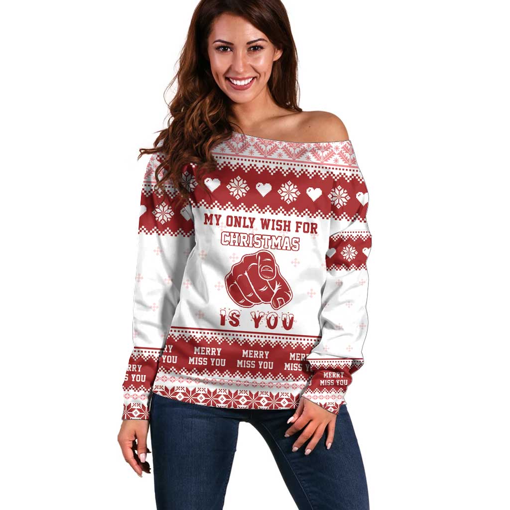 Romantic Christmas Off Shoulder Sweater My Only Wish For Xmas Is You LT05 - Wonder Print Shop