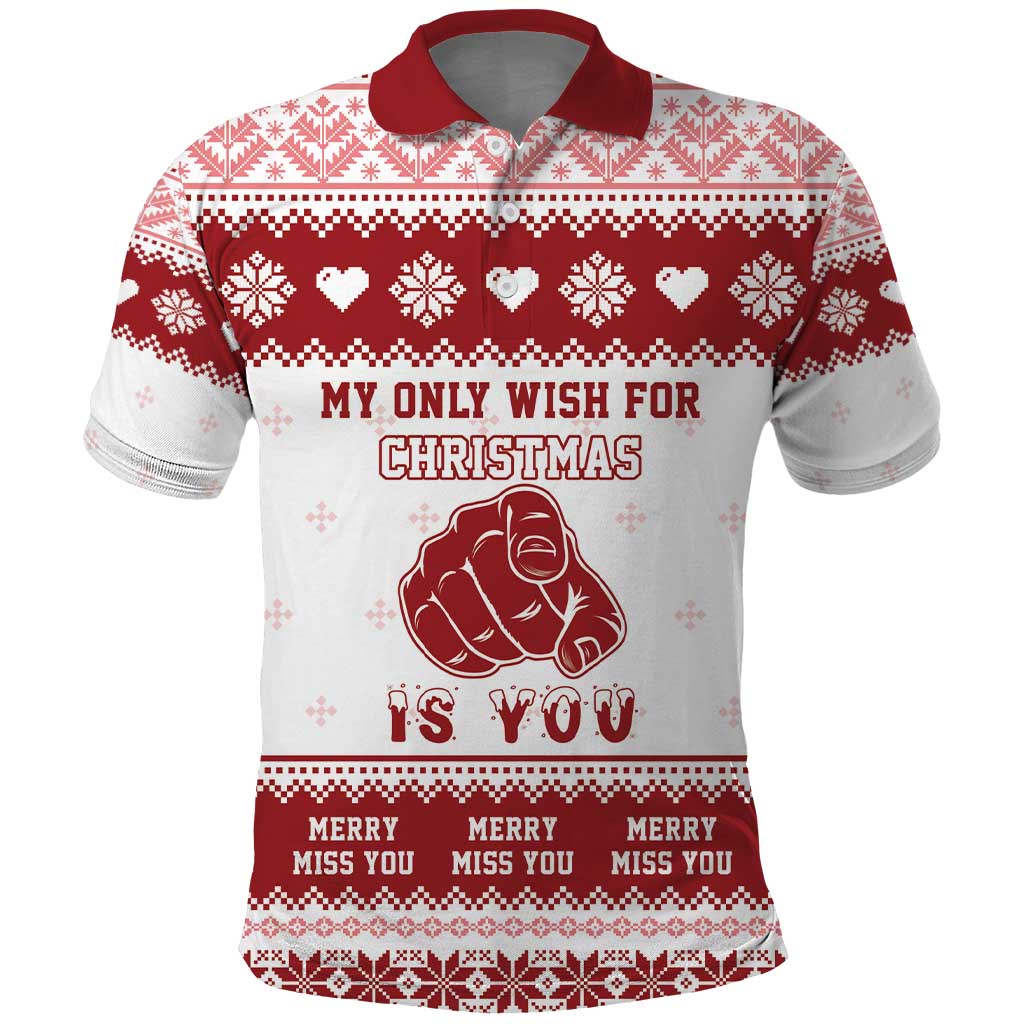 Romantic Christmas Polo Shirt My Only Wish For Xmas Is You LT05 - Wonder Print Shop