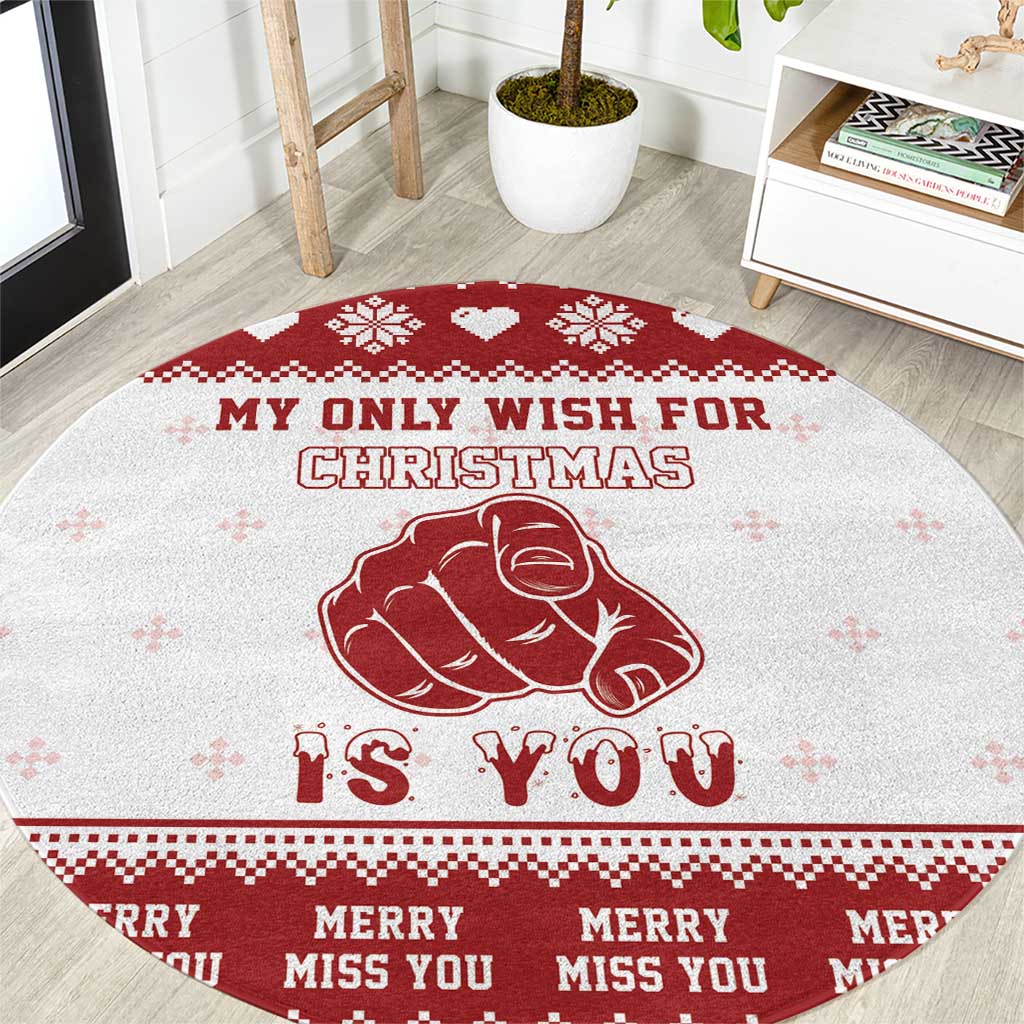 Romantic Christmas Round Carpet My Only Wish For Xmas Is You