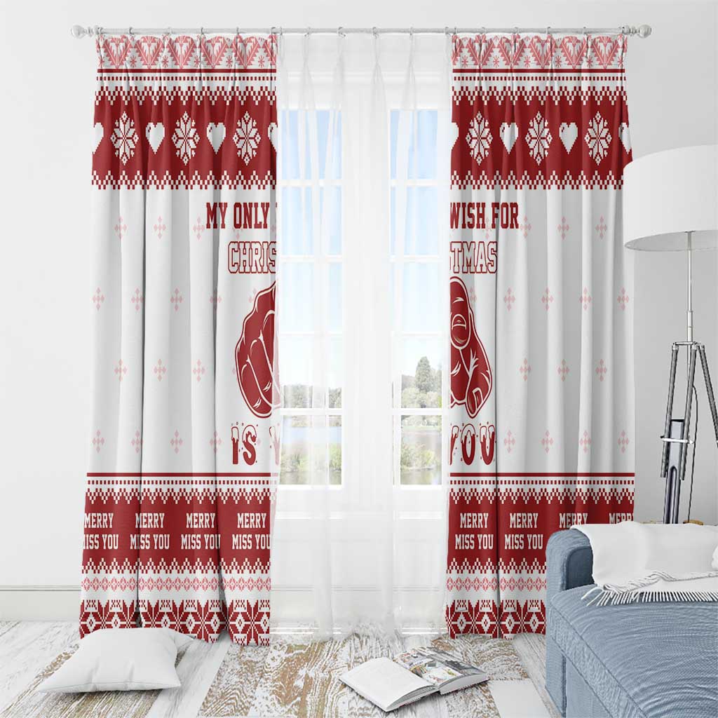 Christmas window curtain panels, red-and-white hearts and festive text with top header