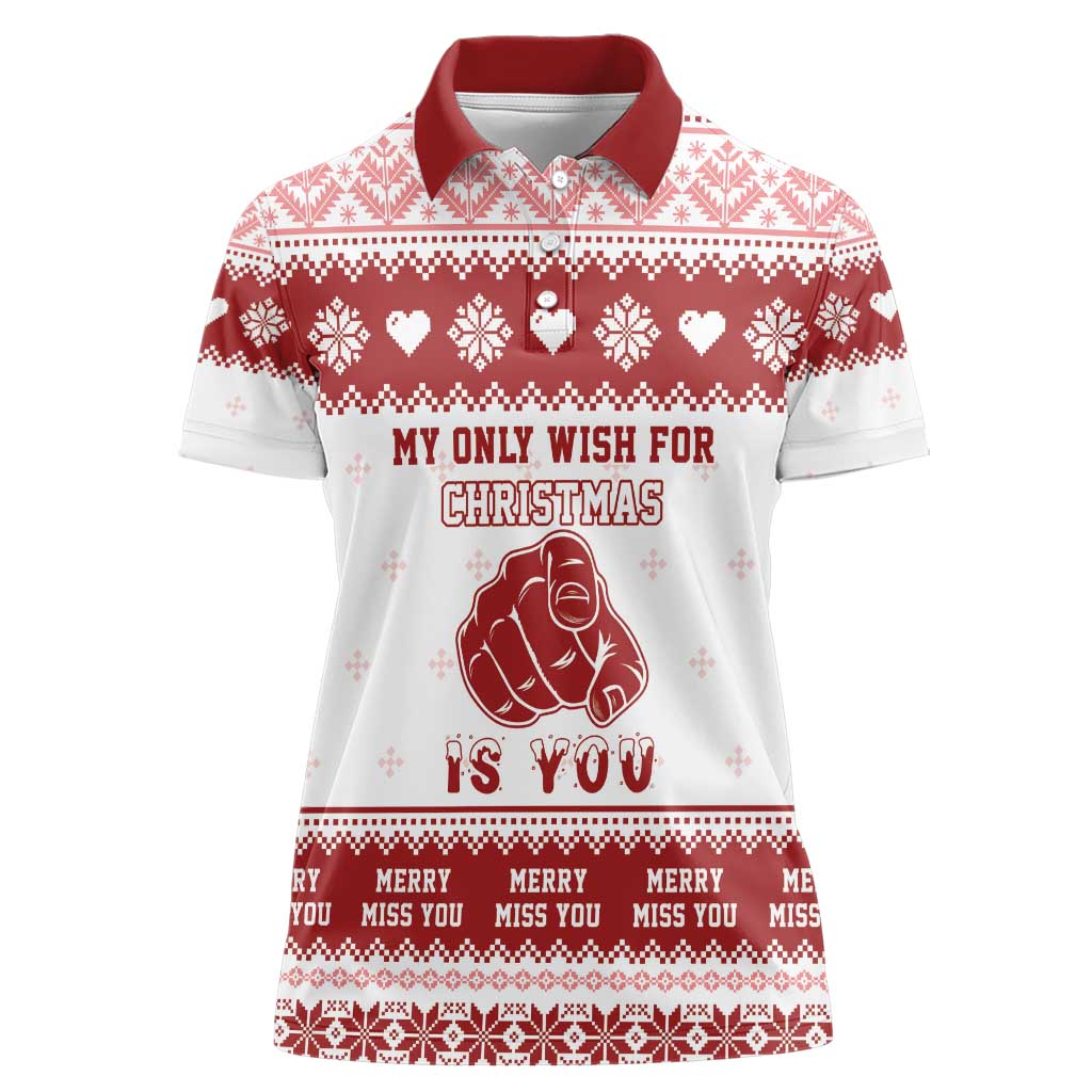 Romantic Christmas Women Polo Shirt My Only Wish For Xmas Is You LT05 - Wonder Print Shop