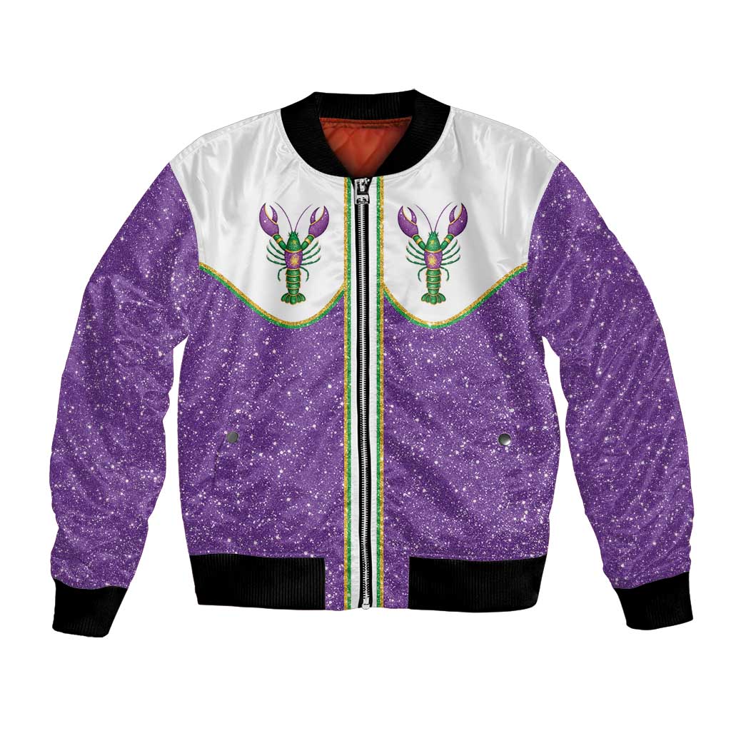 Mardi Gras Crawfish Bomber Jacket Western Yoke Glitter Style