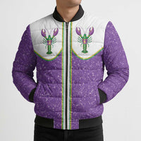 Mardi Gras Crawfish Bomber Puffer Jacket Western Yoke Glitter Style