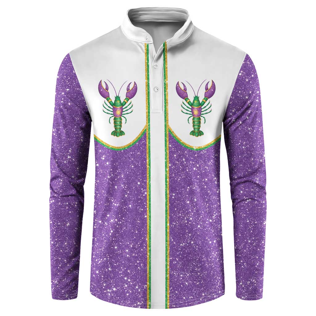 Mardi Gras Crawfish Button Sweatshirt Western Yoke Glitter Style