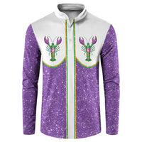 Mardi Gras Crawfish Button Sweatshirt Western Yoke Glitter Style