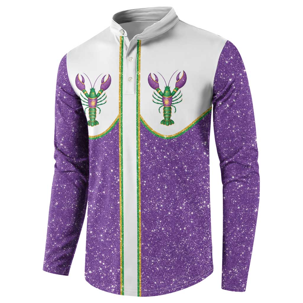 Mardi Gras Crawfish Button Sweatshirt Western Yoke Glitter Style
