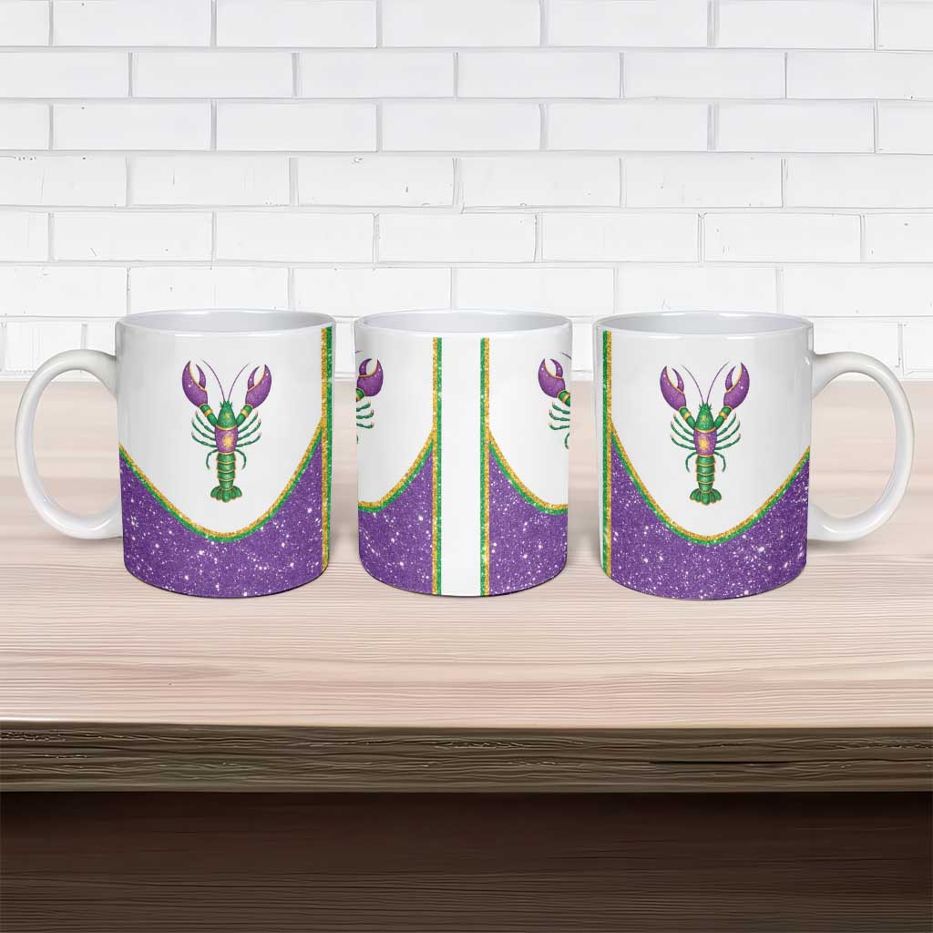 Mardi Gras Crawfish Ceramic Mug Western Yoke Glitter Style