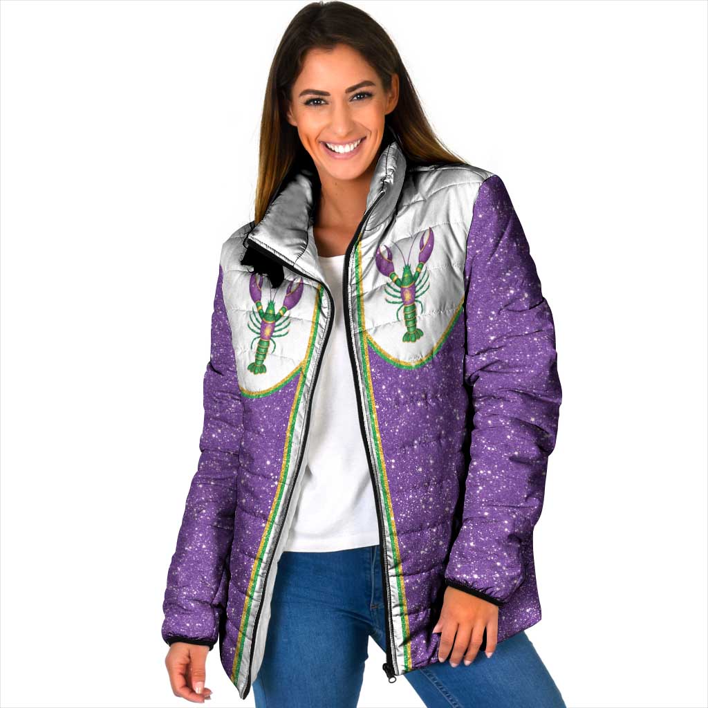 Mardi Gras Crawfish Padded Jacket Western Yoke Glitter Style