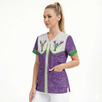 Mardi Gras Crawfish Scrub Top Western Yoke Glitter Style