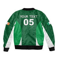 Custom Ireland Rugby Sleeve Zip Bomber Jacket Irish Celtic Shamrock