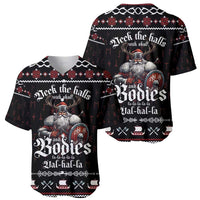Set of two black short-sleeve baseball jerseys with Viking holiday graphic and text