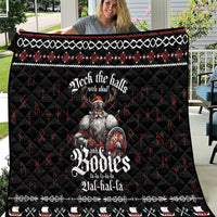 Black Viking Christmas quilt with skulls and Norse graphic, 'Back the Halls' text