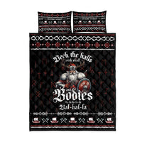 Vikings Christmas quilt bed set with two matching pillows, Viking warrior center design
