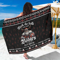 Black Viking Christmas sarong with red and white pattern and Norse warrior graphic