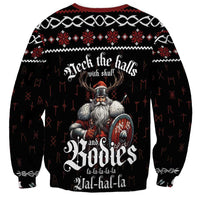 Unisex black Christmas sweatshirt back with Viking skull graphic and red/white lettering