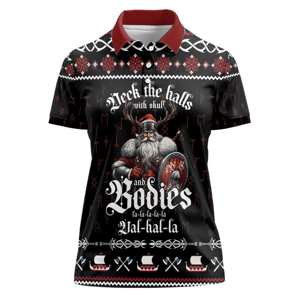 Funny Vikings Christmas Women Polo Shirt Falalalala Valhalla