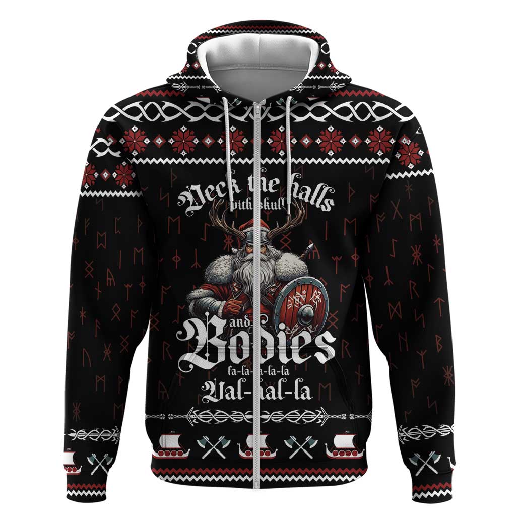 Funny Vikings Christmas Zip Hoodie Falalalala Valhalla LT05 - Wonder Print Shop