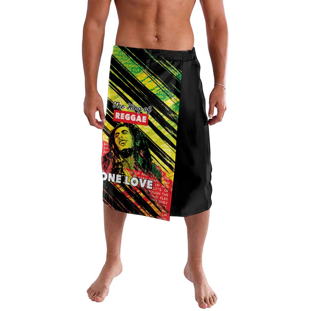 Rasta-style printed lavalava skirt with elastic waistband, black base