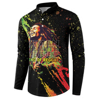 Black long-sleeve button sweatshirt with front graphic print and button placket