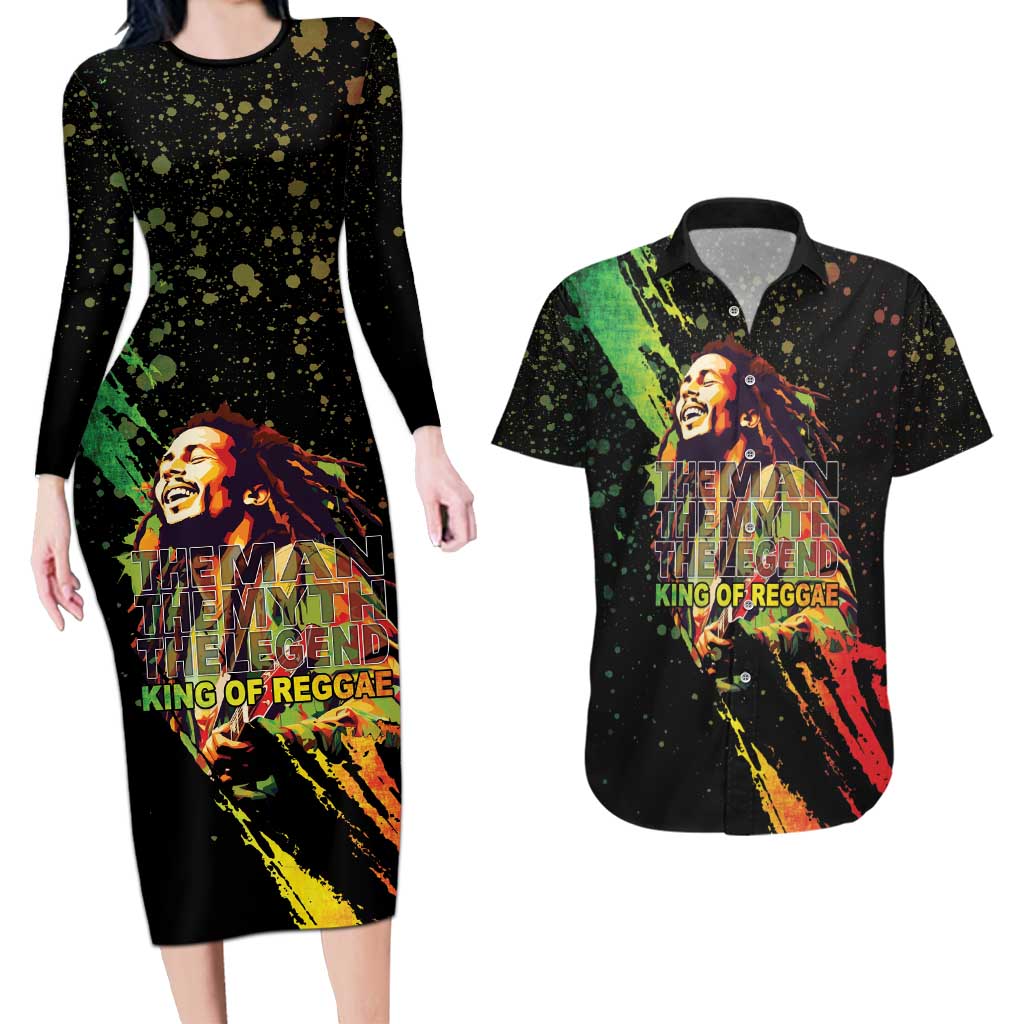 Legend Bob Couples Matching Long Sleeve Bodycon Dress and Hawaiian Shirt One Love Heart Destiny