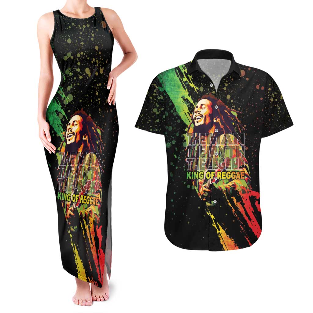 Legend Bob Couples Matching Tank Maxi Dress and Hawaiian Shirt One Love Heart Destiny