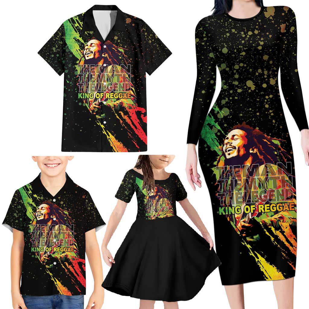 Legend Bob Family Matching Long Sleeve Bodycon Dress and Hawaiian Shirt One Love Heart Destiny