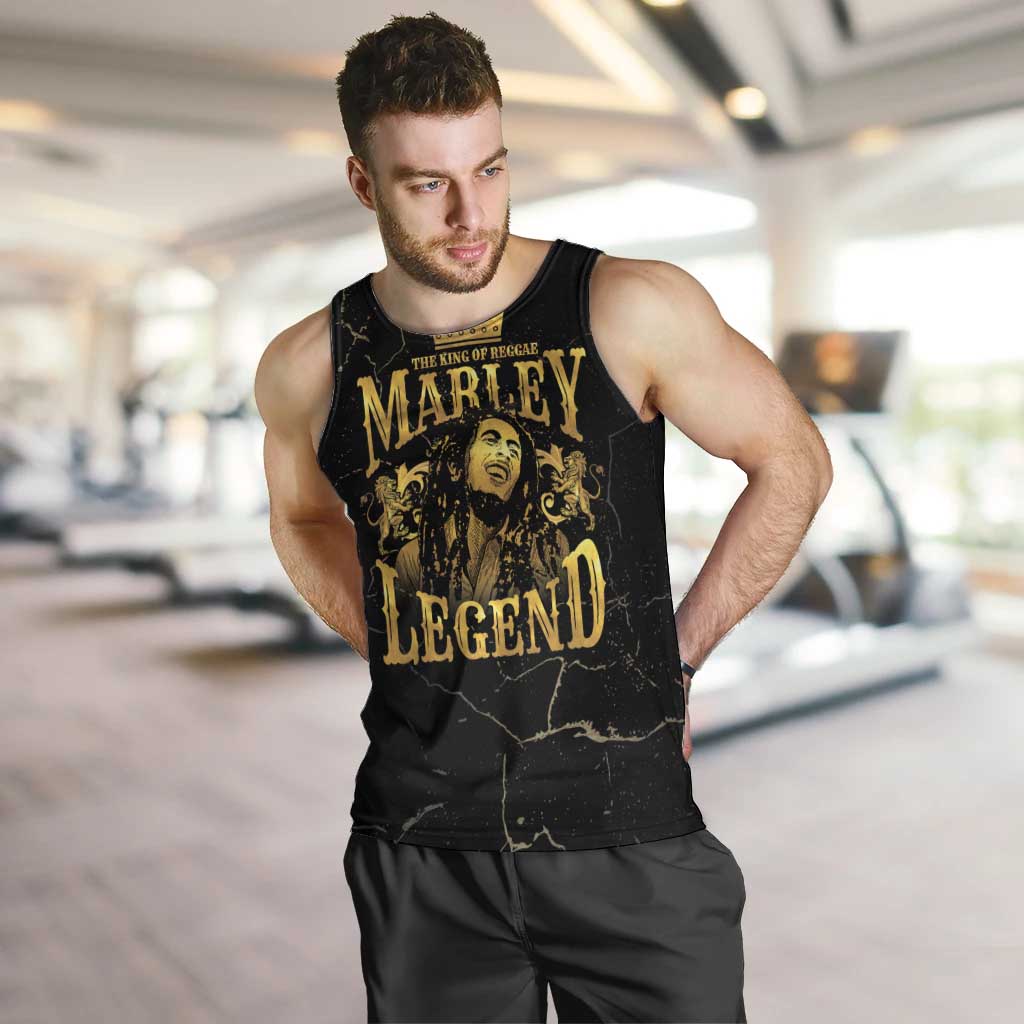 Reggae King Marley Men Tank Top Gold Lion