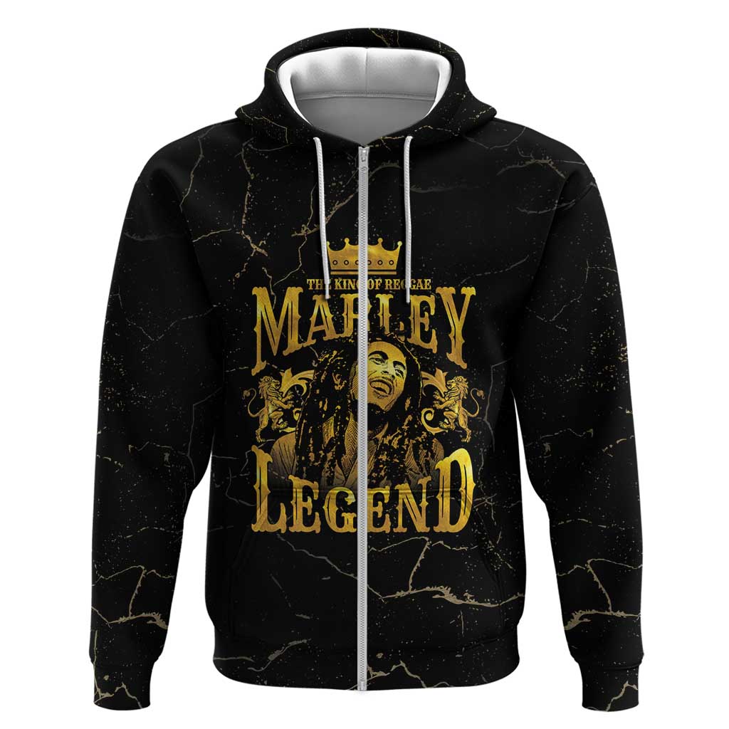 Reggae King Marley Zip Hoodie Gold Lion LT05 - Wonder Print Shop