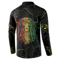 Black long-sleeve sweatshirt with colorful lion head graphic on the back and music notes