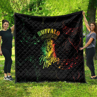 Black Buffalo Soldiers quilt with large front graphic and quilted diamond stitching