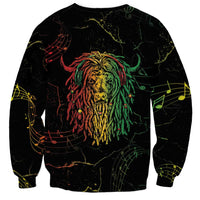 Unisex black sweatshirt with colorful warrior lion head back graphic