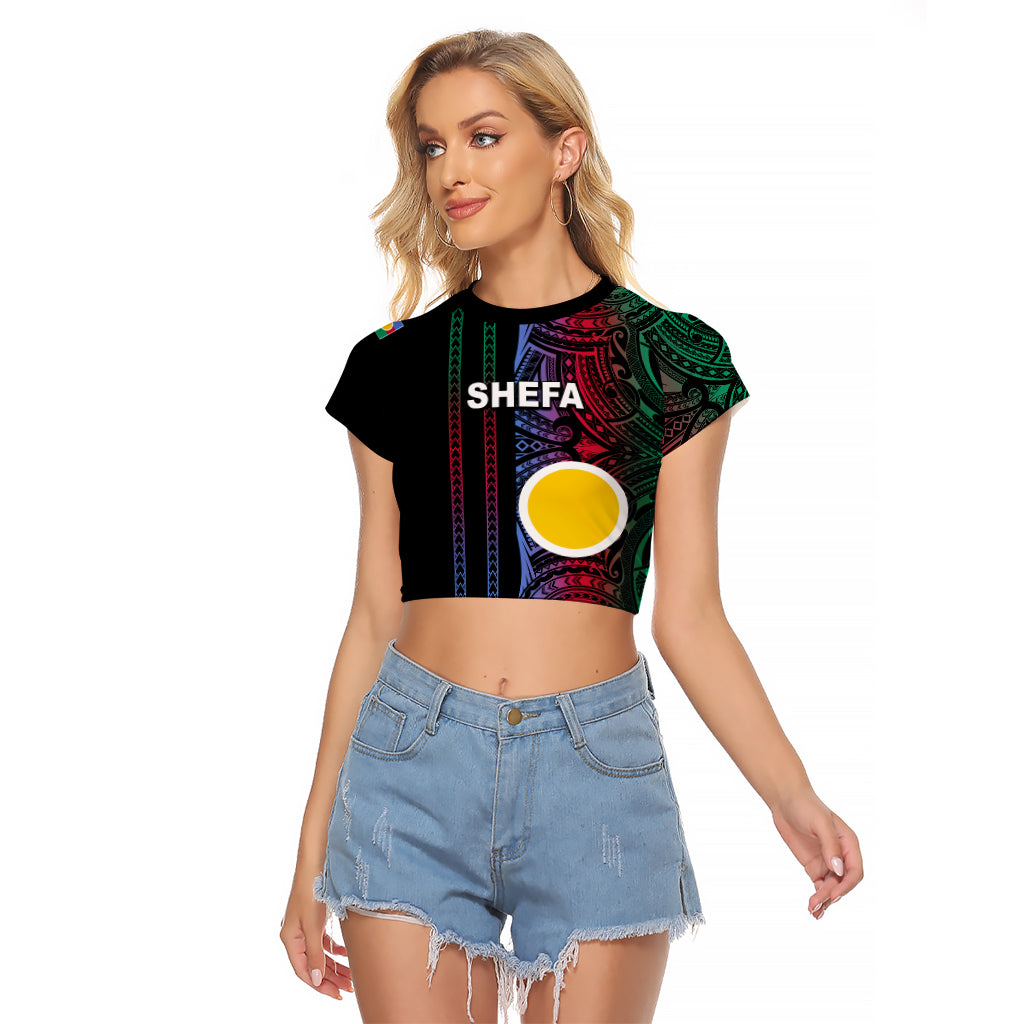 Custom Vanuatu Shefa Raglan Cropped T Shirt Polynesian Tribal LT6 - Wonder Print Shop