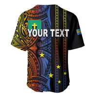 Black baseball jersey with Polynesian tribal print and YOUR TEXT on back