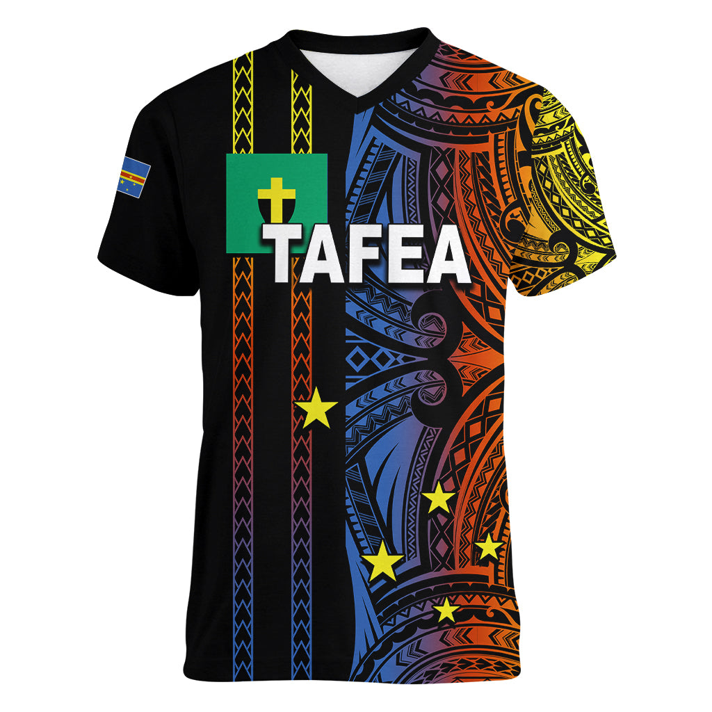 Custom Vanuatu Tafea Women V Neck T Shirt Polynesian Tribal LT6 - Wonder Print Shop