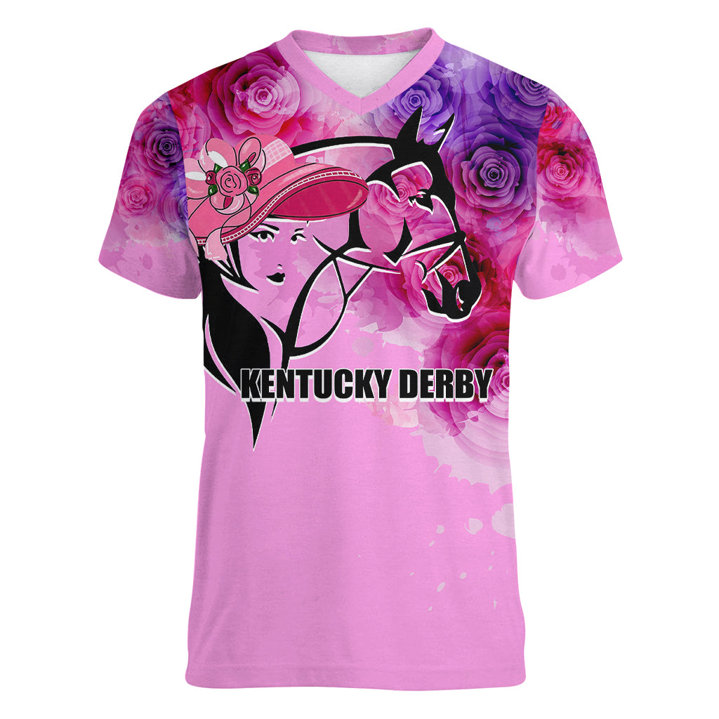 kentucky-horse-racing-women-v-neck-t-shirt-derby-girl-pink-style