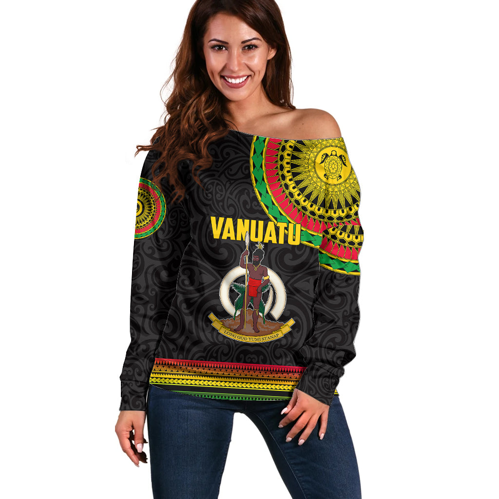 Custom Vanuatu Off Shoulder Sweater Polynesia Circle LT6 - Wonder Print Shop