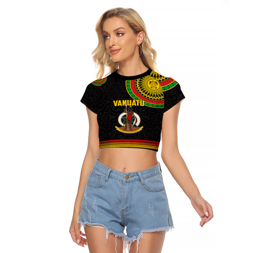 Custom Vanuatu Raglan Cropped T Shirt Polynesia Circle LT6 - Wonder Print Shop