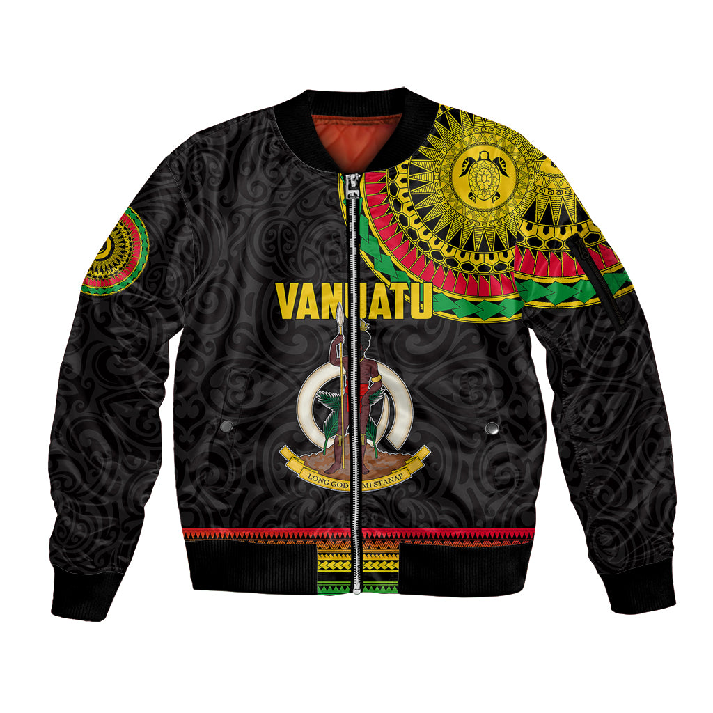 Custom Vanuatu Sleeve Zip Bomber Jacket Polynesia Circle LT6 - Wonder Print Shop