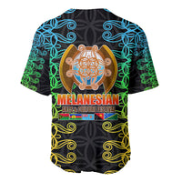 Black tribal baseball jersey back with large centered festival graphic and swirls