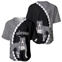 2-pack baseball jerseys: black and gray with pitbull graphics and zigzag white trim