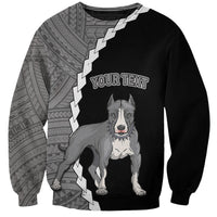 Unisex black sweatshirt with pitbull graphic and Polynesian tribal tattoo design