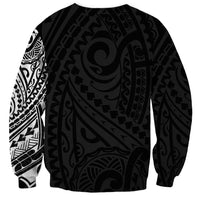 Unisex black dog sweatshirt with tribal pattern on back and sleeves