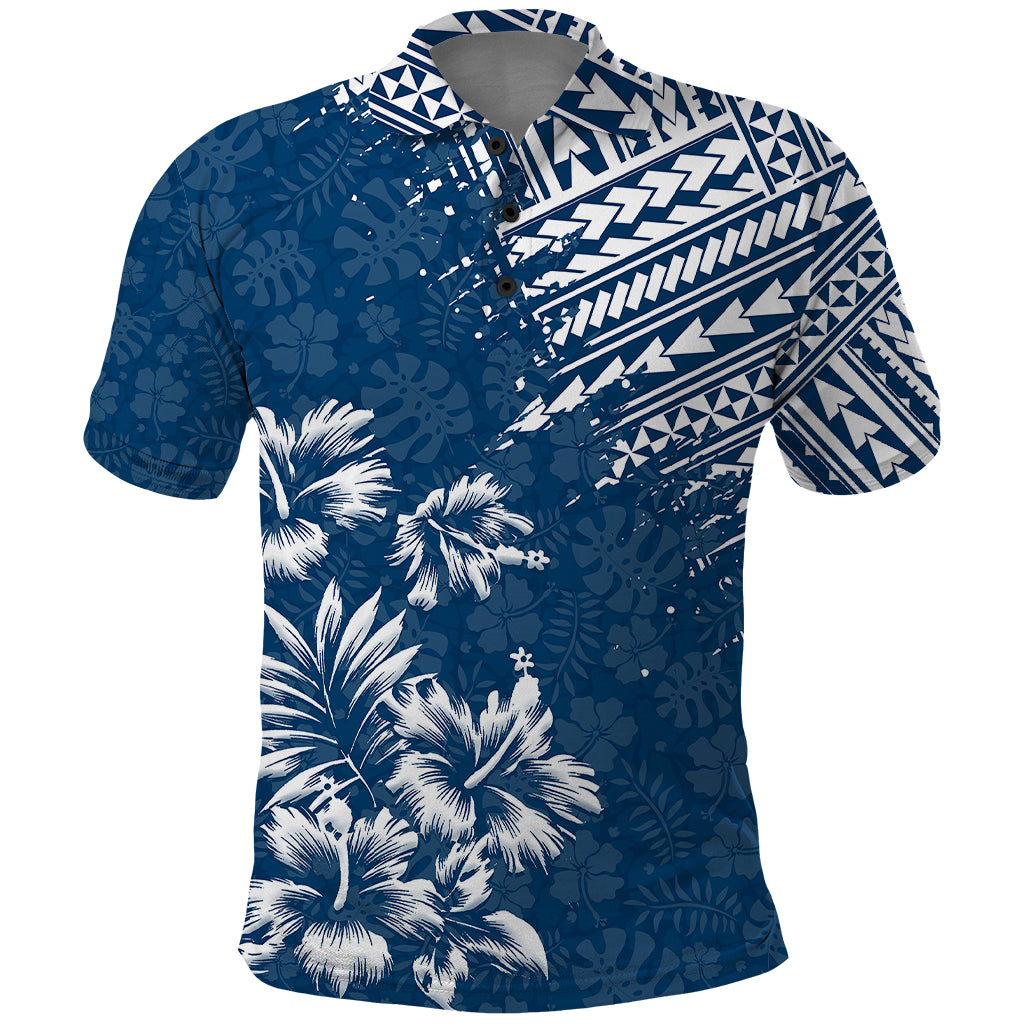 Hawaii Summer Polo Shirt Mix Polynesian Dark Blue LT6 - Wonder Print Shop