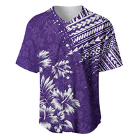 Purple baseball jersey with palm print and tribal geometric button-front