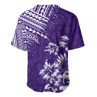 Purple baseball jersey with back tribal geometric pattern and palm print