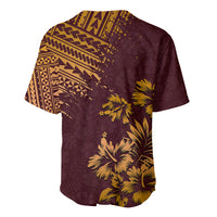 Men's baseball jersey back view, maroon with gold tribal band and large palm print